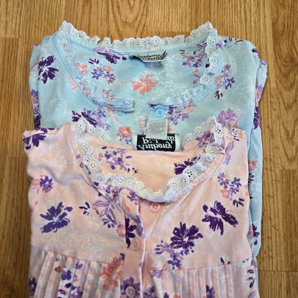 Bundle of 2 Vintage Cotton Floral‎ Nightgowns | Small | Long Sleeve